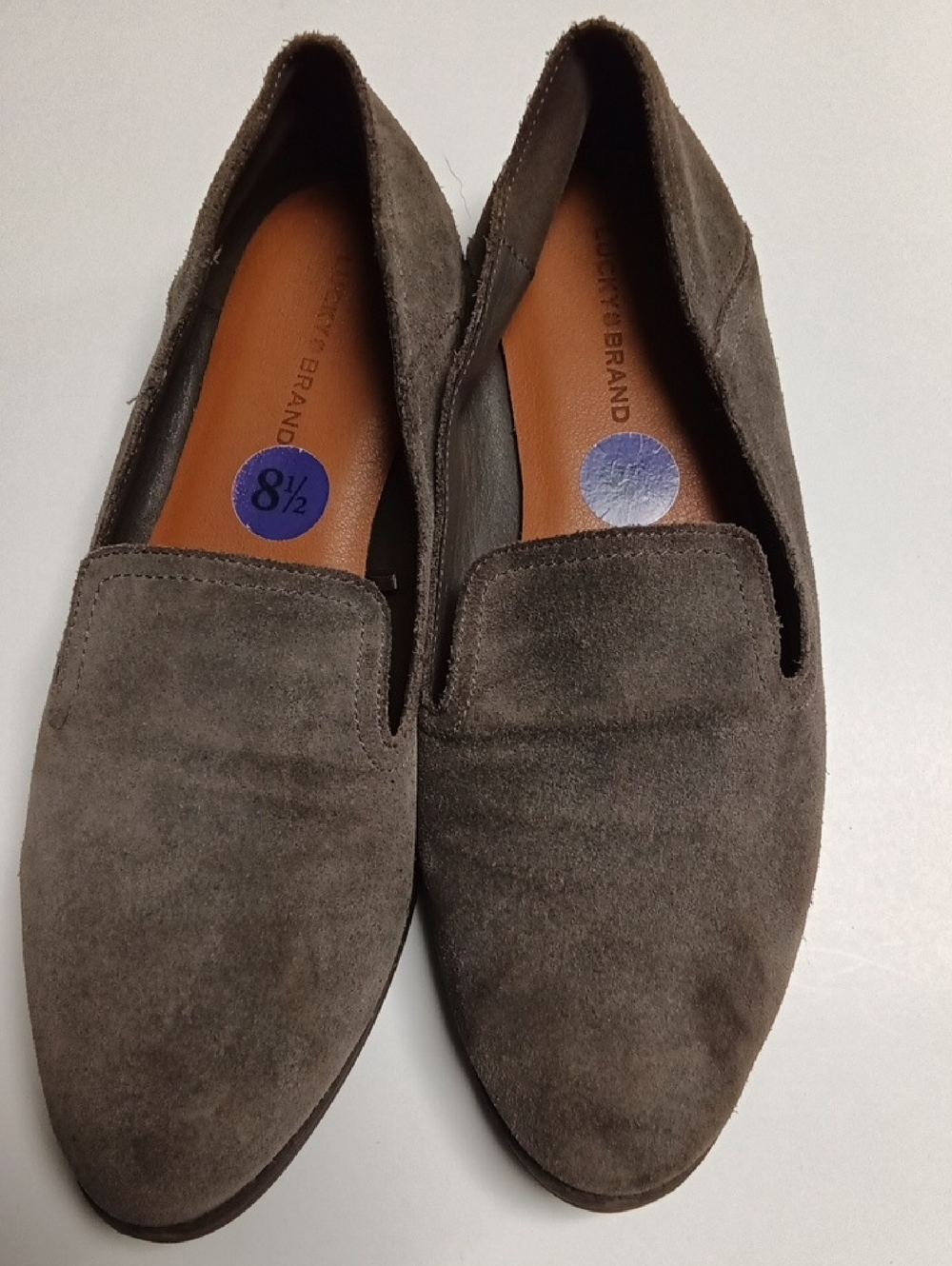 Lucky Brand Suede Loafers in Gray Brown